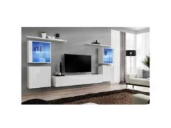 Meuble TV Mural Design "Switch XIV" 320cm Blanc -Deco.fr Soldes Boutique meuble tv 19714961