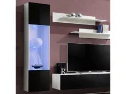 Meuble TV Mural Design "Fly III" 210cm Noir & Blanc -Deco.fr Soldes Boutique meuble tv 19714997