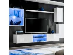 Ensemble Meuble TV Design "Switch XXIII" 250cm Blanc
