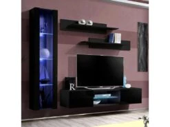 Meuble TV Mural Design "Fly XIX" 210cm Noir