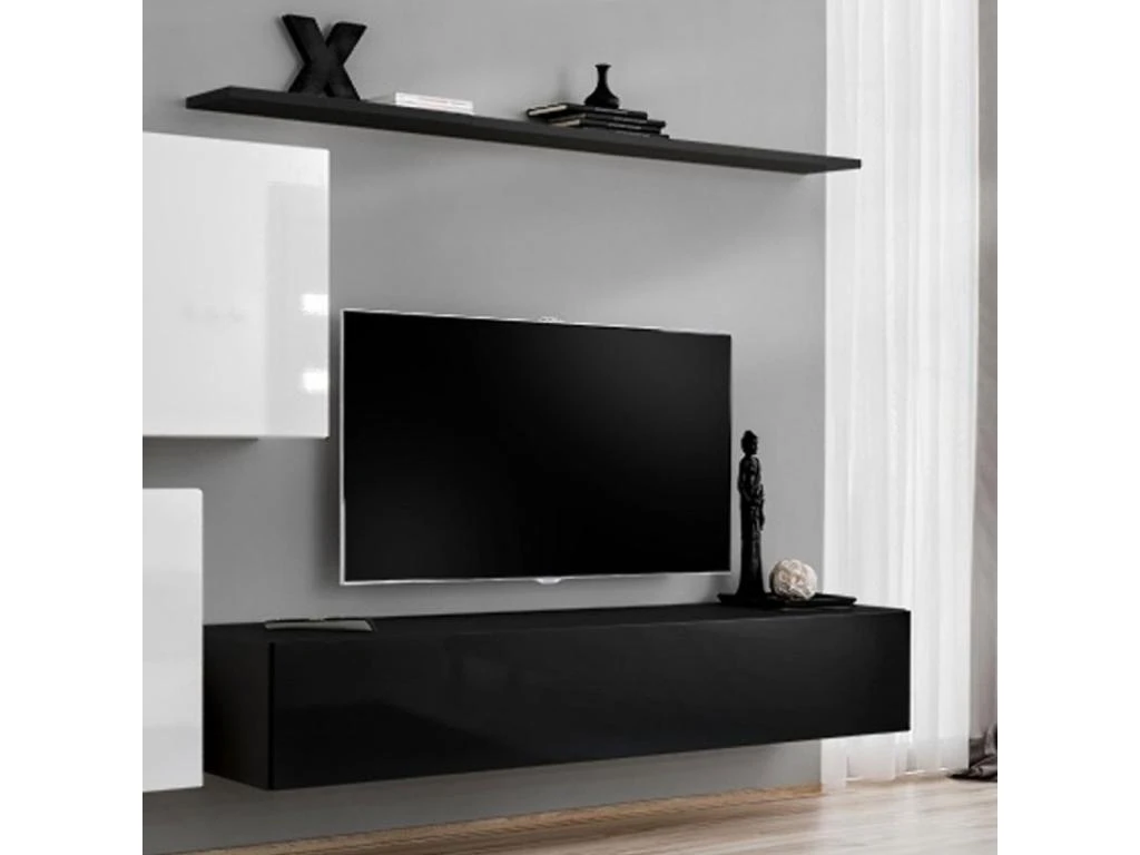Meuble TV Mural Design "Switch V" 250cm Noir & Blanc 5 Meuble TV Mural Design "Switch V" 250cm Noir & Blanc – Image 5