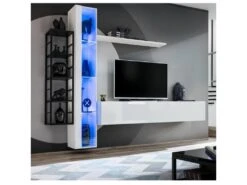 Ensemble Meuble TV Design "Switch VII" 240cm Blanc & Noir