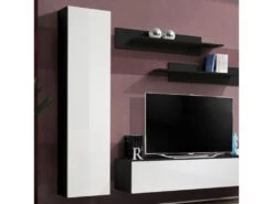 Meuble TV Mural Design "Fly I" 210cm Blanc & Noir 5 Meuble TV Mural Design "Fly I" 210cm Blanc & Noir -Deco.fr Soldes Boutique meuble tv 19715173