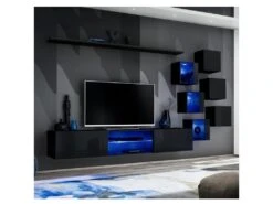 Ensemble Meuble TV Design "Switch XXI" 260cm Noir
