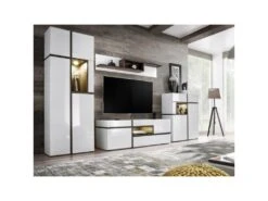 Ensemble Meuble TV Design "Cross" 330cm Blanc