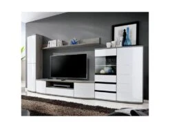 Meuble TV Design "Ontario" 340cm Blanc