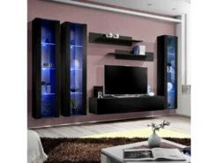 Meuble TV Mural Design "Fly II" 310cm Noir