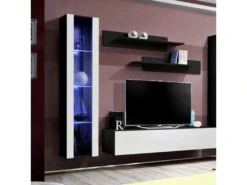 Meuble TV Mural Design "Fly II" 260cm Blanc & Noir 5 Meuble TV Mural Design "Fly II" 260cm Blanc & Noir -Deco.fr Soldes Boutique meuble tv 19715527