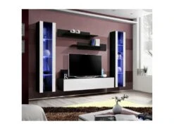 Meuble TV Mural Design "Fly II" 260cm Blanc & Noir 7 Meuble TV Mural Design "Fly II" 260cm Blanc & Noir -Deco.fr Soldes Boutique meuble tv 19715531