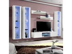 Meuble TV Mural Design "Fly XLIII" 310cm Blanc