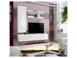 Meuble TV Mural Design "Fly I" 190cm Blanc 7 Meuble TV Mural Design "Fly I" 190cm Blanc -Deco.fr Soldes Boutique meuble tv 19716351