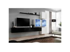 Meuble TV Mural Design "Switch XIX" 310cm Noir & Blanc 3 Meuble TV Mural Design "Switch XIX" 310cm Noir & Blanc -Deco.fr Soldes Boutique meuble tv 19716405