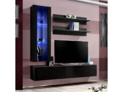 Meuble TV Mural Design "Fly II" 190cm Noir