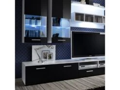 Meuble TV Mural Design "Dorade" 300cm Noir & Blanc -Deco.fr Soldes Boutique meuble tv 19716599
