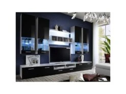 Meuble TV Mural Design "Dorade" 300cm Noir & Blanc -Deco.fr Soldes Boutique meuble tv 19716603