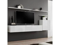 Meuble TV Mural Design "Switch I" 330cm Blanc 6 Meuble TV Mural Design "Switch I" 330cm Blanc -Deco.fr Soldes Boutique meuble tv 19716667