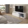 Meuble TV 1 Porte à LEDs Blanc - WANGA - L 150 X L 41 X H 43 Cm 11 Meuble TV 1 Porte à LEDs Blanc - WANGA - L 150 X L 41 X H 43 Cm -Deco.fr Soldes Boutique meuble tv 19823893