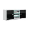Meuble TV 2 Portes Noir/Blanc à LEDS - ZEME - L 150 X L 47 X H 70 Cm -Deco.fr Soldes Boutique meuble tv 19824235