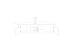 Meuble TV Moderne 2 Portes En Bois Blanc Laqué Brillant - MILAN - L 210 X L 43 X H 66 Cm -Deco.fr Soldes Boutique meuble tv 19824279