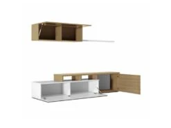 Meuble TV Modulable En Angle Blanc/Chêne - XUNS 6 Meuble TV Modulable En Angle Blanc/Chêne - XUNS -Deco.fr Soldes Boutique meuble tv 19824385