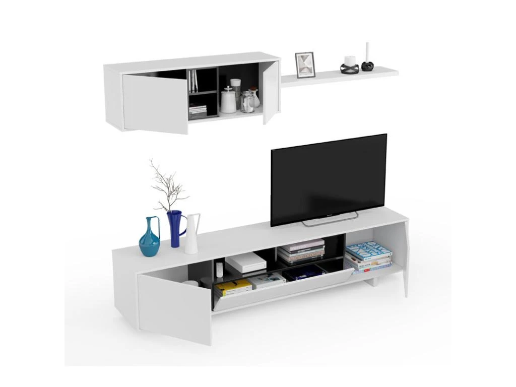 Composition TV Blanc/Gris Anthracite - IRVINE 5 Composition TV Blanc/Gris Anthracite - IRVINE – Image 5