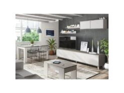 Composition TV Blanc/Béton - STEFA 5 Composition TV Blanc/Béton - STEFA -Deco.fr Soldes Boutique meuble tv 19824429