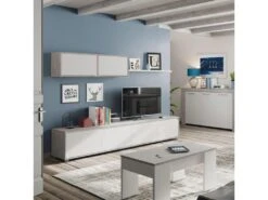 Composition TV Blanc/Béton Ciré Clair - RUINUI 6 Composition TV Blanc/Béton Ciré Clair - RUINUI -Deco.fr Soldes Boutique meuble tv 19824551