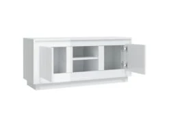 Meuble TV Blanc Brillant 102x35x45 Cm Bois D'ingénierie -Deco.fr Soldes Boutique meuble tv 19866235
