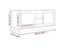 Meuble TV Blanc Brillant 102x35x45 Cm Bois D'ingénierie -Deco.fr Soldes Boutique meuble tv 19866241