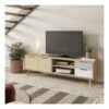 Meuble TV 2 Portes 2 Niches 2 Tiroirs Bois/Blanc/Gris - FAEL -Deco.fr Soldes Boutique meuble tv 19901347
