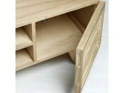 Kalaotek , Meuble TV Rectangulaire, Deux Portes, Une étagére En Bois De Teck Et Mindi , Naturel -Deco.fr Soldes Boutique meuble tv 19909769