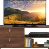 Meuble Tv En Bois Pour Téléviseur Banc Tv Avec 2 Tiroirs étagère Réglable Jusqu'à 139,7 Cm 120 X 39 X 44 Cm