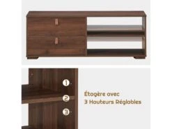 Meuble Tv En Bois Pour Téléviseur Banc Tv Avec 2 Tiroirs étagère Réglable Jusqu'à 139,7 Cm 120 X 39 X 44 Cm 8 Meuble Tv En Bois Pour Téléviseur Banc Tv Avec 2 Tiroirs étagère Réglable Jusqu'à 139,7 Cm 120 X 39 X 44 Cm -Deco.fr Soldes Boutique meuble tv 20920861
