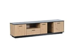 Meuble TV 180cm Avec LED Style Moderne - 1 Tiroir + 3 Portes + 2 Conpartiments - Naturel -Deco.fr Soldes Boutique meuble tv 20939139