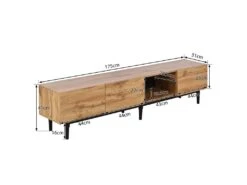 Meuble TV 175cm Industriel Avec LED - 3 Portes + 2 étagères - Naturel 14 Meuble TV 175cm Industriel Avec LED - 3 Portes + 2 étagères - Naturel -Deco.fr Soldes Boutique meuble tv 20939441