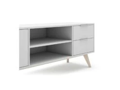 Meuble TV 2 Portes 2 Niches 2 Tiroirs Blanc - UNIVERSITE 9 Meuble TV 2 Portes 2 Niches 2 Tiroirs Blanc - UNIVERSITE -Deco.fr Soldes Boutique meuble tv 20974689
