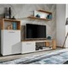 Ensemble De 3 Meubles Design Pour Votre Salon Collection MOZES. Coloris Blanc Et Chêne -Deco.fr Soldes Boutique meuble tv 21139351