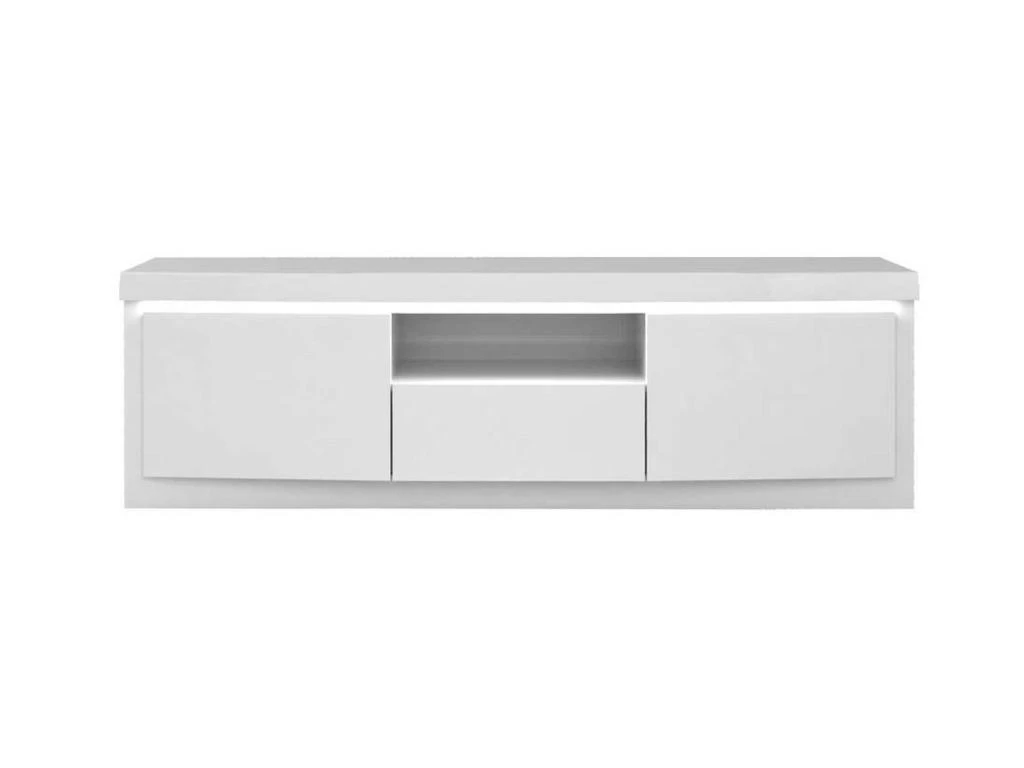 Meuble TV 2 Portes 1 Niche 1 Tiroir Blanc Laqué/ Leds - ESPRIT 4 Meuble TV 2 Portes 1 Niche 1 Tiroir Blanc Laqué/ Leds - ESPRIT – Image 4