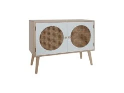 Meuble TV Bas Buffet Polyvalent Avec 2 Portes En Bois Blanc Marron -Deco.fr Soldes Boutique meuble tv 21224935