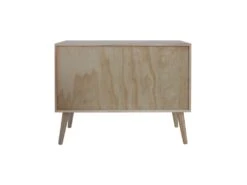 Meuble TV Bas Buffet Polyvalent Avec 2 Portes En Bois Blanc Marron -Deco.fr Soldes Boutique meuble tv 21224937