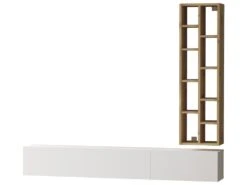 Meuble TV Et étagère Luvio - Venprodin - 175 Cm Feutre-Blanc