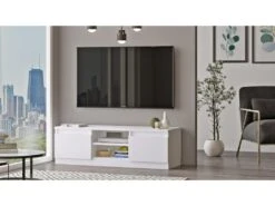 Meuble TV Silva 2 Portes - Venprodin - 120 Cm Blanc -Deco.fr Soldes Boutique meuble tv 21306515