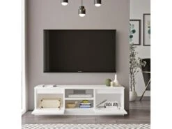Meuble TV Silva 2 Portes - Venprodin - 120 Cm Blanc -Deco.fr Soldes Boutique meuble tv 21306517