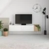 Meuble TV Aulos - Venprodin - Chêne Blanc -Deco.fr Soldes Boutique meuble tv 21306519