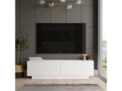 Meuble TV 2 Portes - Venprodin - 140 Cm Blanc -Deco.fr Soldes Boutique meuble tv 21306529