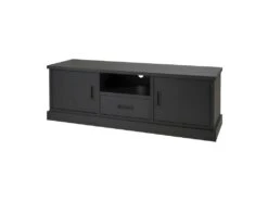 Meuble TV 2 Portes 1 Tiroir Bois Noir - UNYS -Deco.fr Soldes Boutique meuble tv 21744365