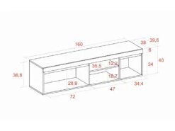 Meuble TV Mod.NATURALE ''Chene/Noir'', 2 Portes Et 2 Logements, Salon-sejour, 160x40x41cm -Deco.fr Soldes Boutique meuble tv 21762419