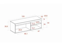 Meuble TV Mod.NATURALE ''Chene/Noir'', 1 Porte Et 2 Logements, Salon-sejour, 120x40x41cm -Deco.fr Soldes Boutique meuble tv 21762449