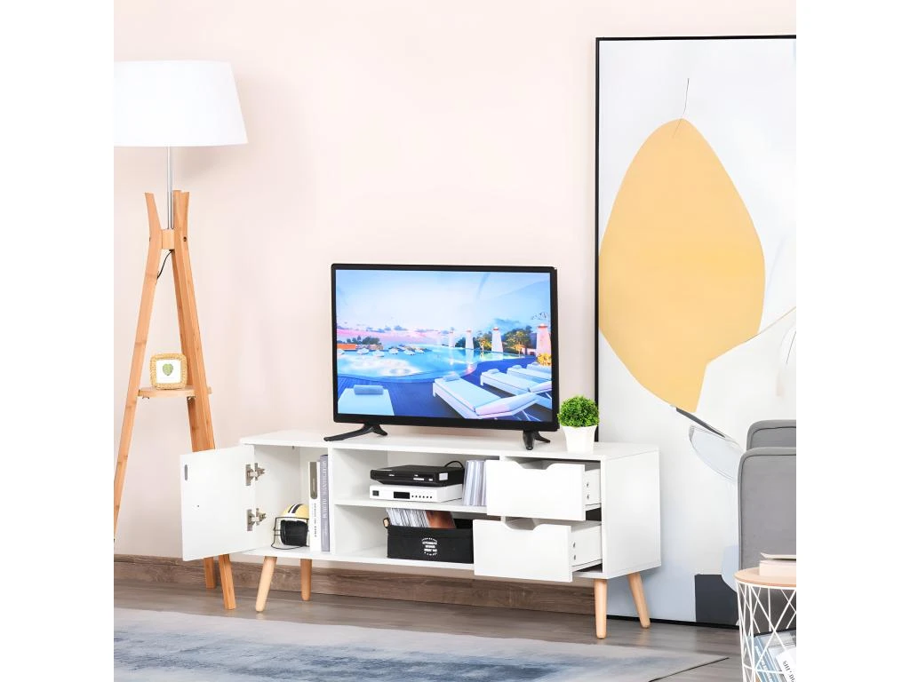 Meuble Tv Scandinave MURCIE Pin Et Blanc 4 Meuble Tv Scandinave MURCIE Pin Et Blanc – Image 4