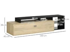 Meuble TV Aspect Chêne Clair, Noir Au Design Réversible -Deco.fr Soldes Boutique meuble tv 21988967